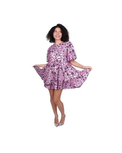 Laura Citron Purple Glitter Garden Babydoll Dress