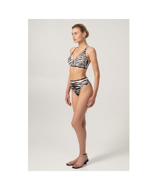 Jessie Zhao New York Multicolor Zebra Stripe Bikini Top