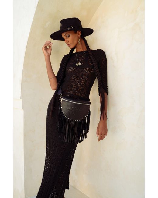 Jodi Lee Black Akaroa Rose Belt Bag