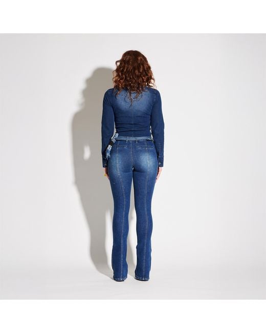 Circular Path Blue Zelda Zipper Jean