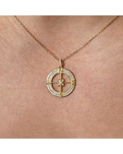 VicStoneNYC Fine Jewelry Metallic Natural Diamond Compasses Charm Necklace