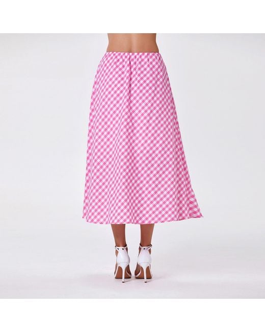 Smart and Joy Pink Cotton Midi Skirt With Pockets