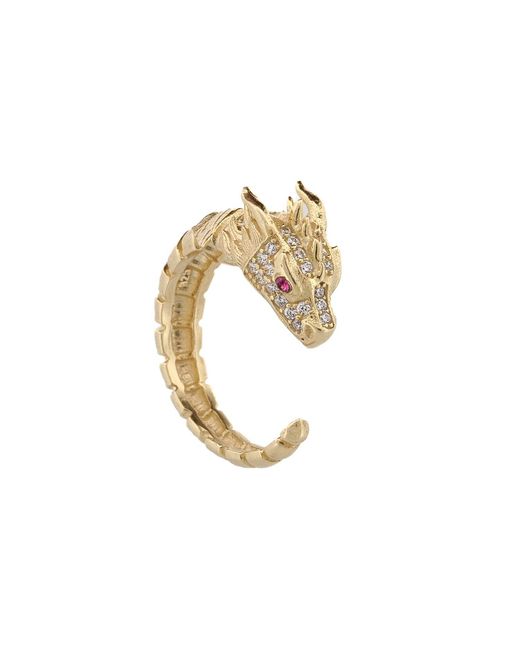 Ebru Jewelry Metallic Ruby Eyed Guardian Dragon Design Ring
