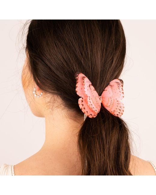 Oana Savu Pink Neck Tie Silk Ribbon Accessory Butterfly Fairy Wings