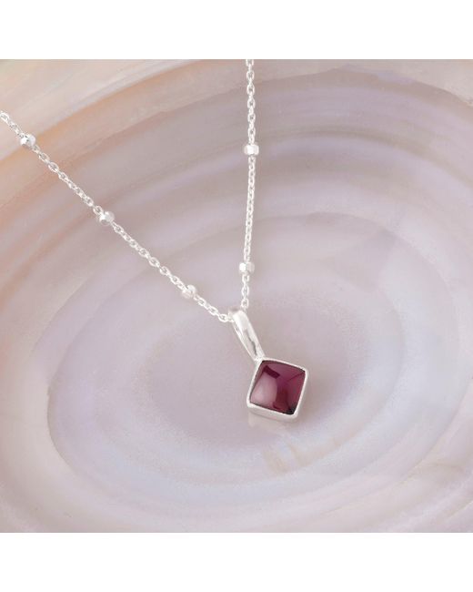 Nellou Jewellery Metallic Diamond Garnet Necklace Birthstone January Sterling