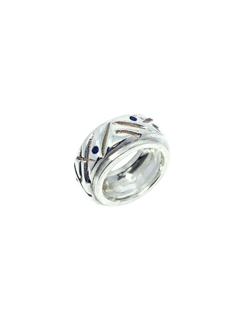 Tg-Jewellery by Tamara Gervasio Multicolor Abstract Chunky Sterling Ring With Sapphire Gemstone
