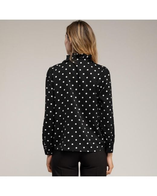 Tantra Spain Sl Black Polka Dot Blouse With Ruffles On The Chest