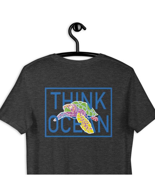 Anchor and Crew Black Heather Think Ocean Turtle Fluorescence Cotton Embroidered T-Shirt
