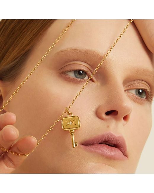 Cote Cache Metallic Cote Cache Key Pendant Chain Necklace