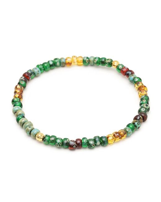 Nialaya Green Wristband With Miyuki Beads for men