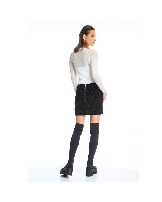 Silvia Serban Black Astrakhan Mini Skirt