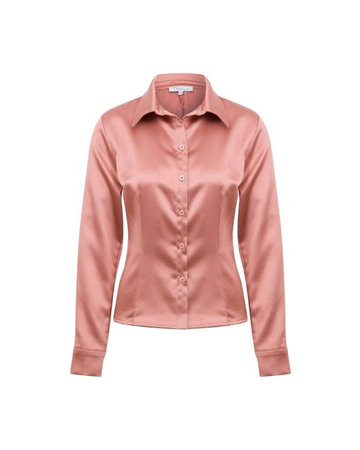 Maan Istanbul Pink Slim Fit Satin Dusty Rose Shirt