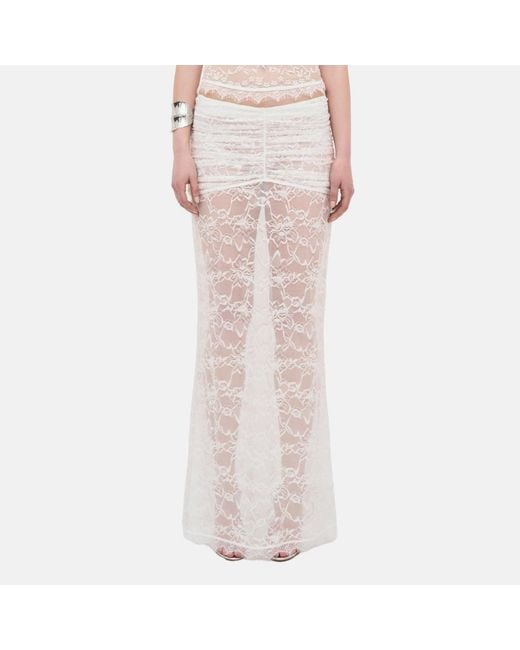 OW Collection White Selah Lace Maxi Skirt