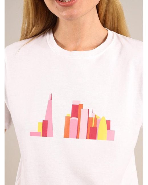 blonde gone rogue White London Skyline Graphic Print Tee, Organic Cotton