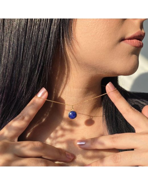 Harfi Blue Vermeil Plated Sapphire Round Pendant Necklace