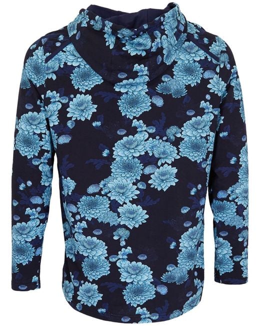 Lords of Harlech Blue Horatio Serious Floral Hoodie for men