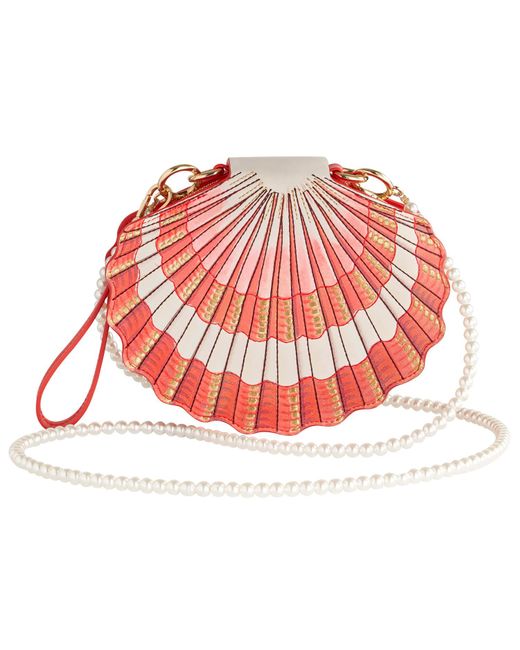 Fable England Red Fable Pearl Clam Shell Crossbody Bag