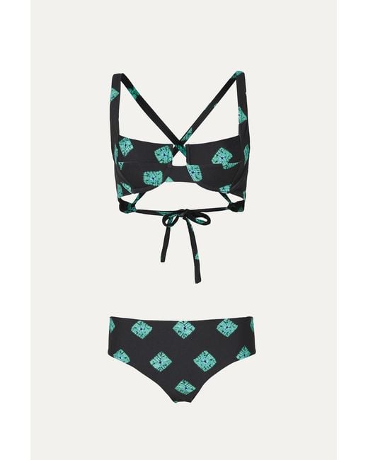 Par Y Escala Sl Black Agus Print High-Waisted Brazilian Bikini Bottom