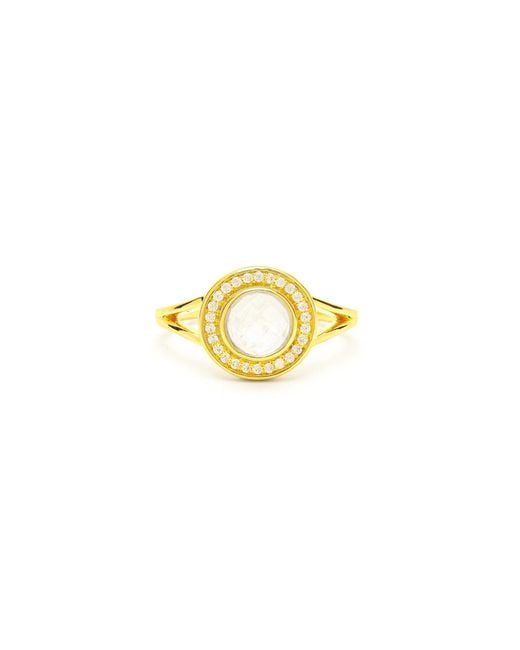 Seven Saints Metallic Moonstone Goddess Glow Ring, Over Sterling