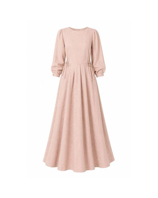 Nikka Place Pink Summer Linen Pleated Dress With Pockets