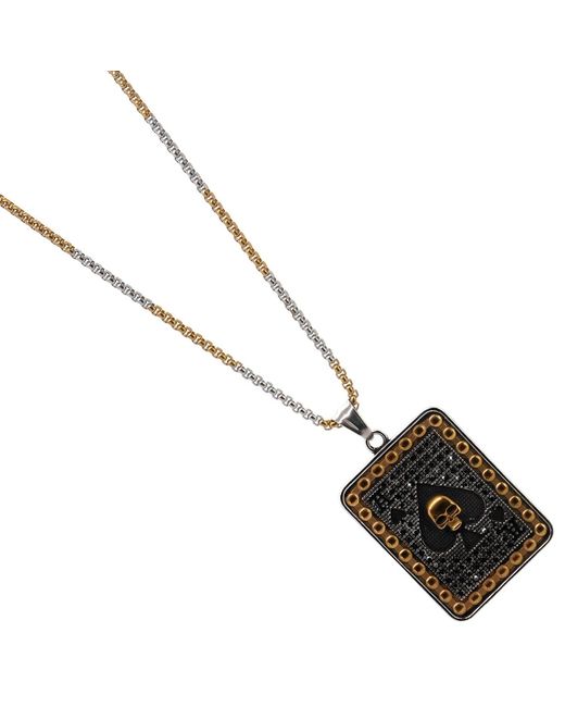 Ebru Jewelry Black Ace Of Power Pendant Chain Necklace for men