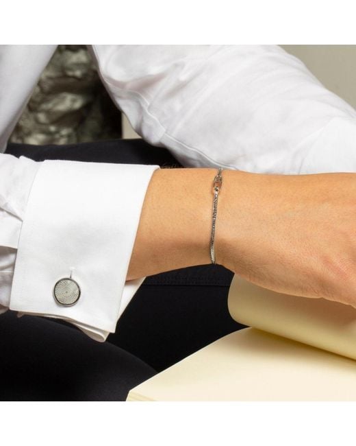 Tateossian White Rotondo Guilloche Semi-Precious Cufflinks With Mother Of Pearl for men