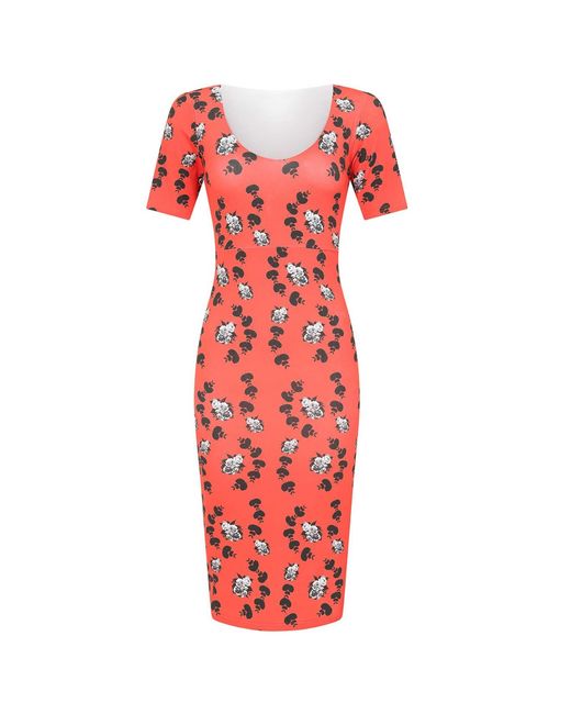Sophie Cameron Davies Red Floral Cotton Midi Dress
