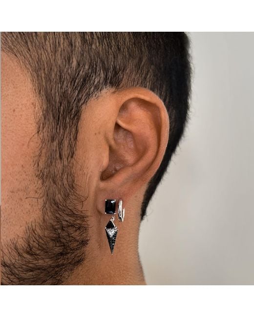 SALLY SKOUFIS Black Urge Earrings With Made Cz Diamond Stimulant