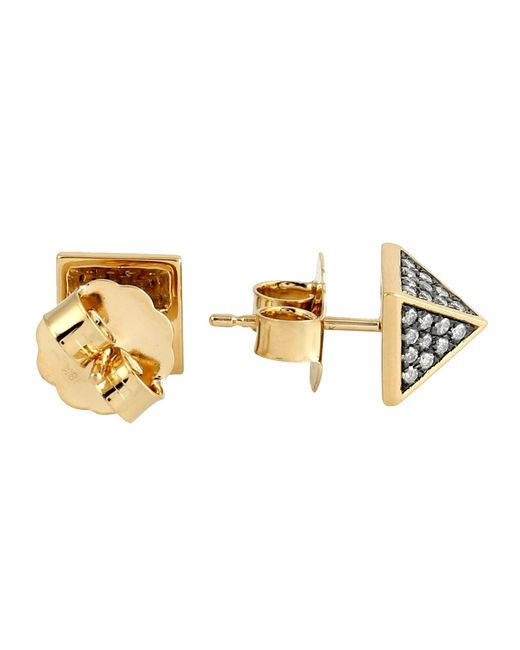 Artisan Metallic Pavé Diamond Pyramid Stud Earrings