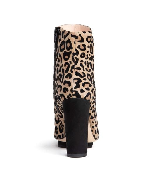 Beautiisoles by Robyn Shreiber Made in Italy Black Neutrals Tessa Animal Printed Suede Ankle Bootie Block Heel