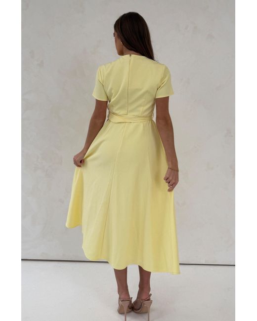 Girl In Mind Yellow Sorelle Belted Midi Dress