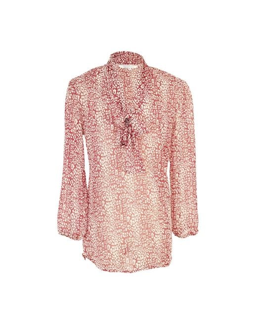Jennafer Grace Red Brick Leopard Tie Blouse