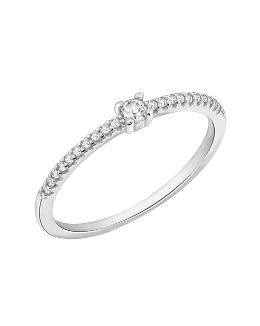 Diamonbliss White Round Cut Dainty Solitaire Ring