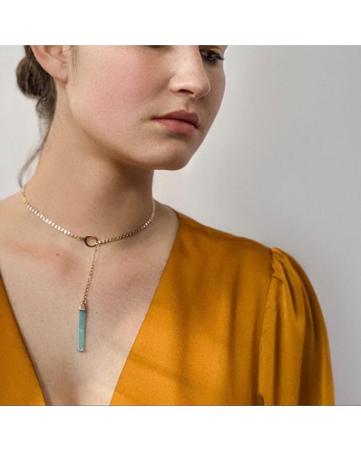 Babaloo Metallic And Jade Lariat Necklace