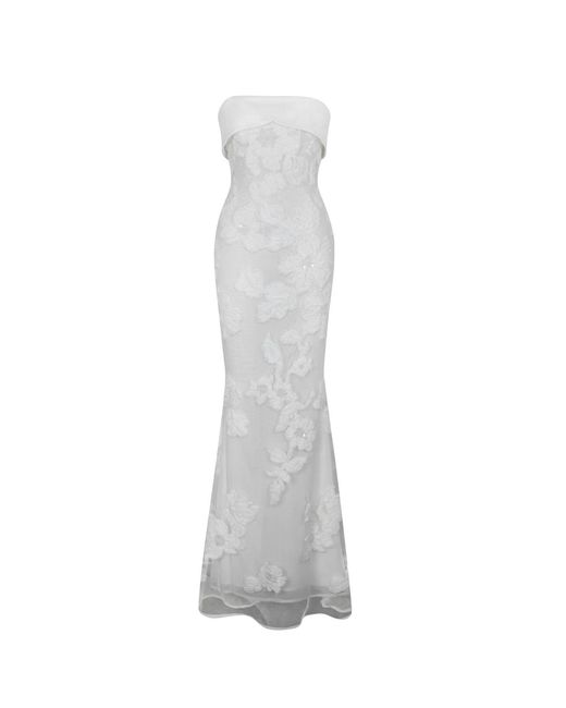 Miss Circle New York White Raphaela Floral Strapless Mermaid Wedding Dress