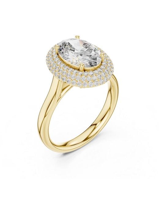 Aya Fine Jewelry Metallic 2.50 Ct Oval Lab Grown Diamond Double Halo Engagement Ring