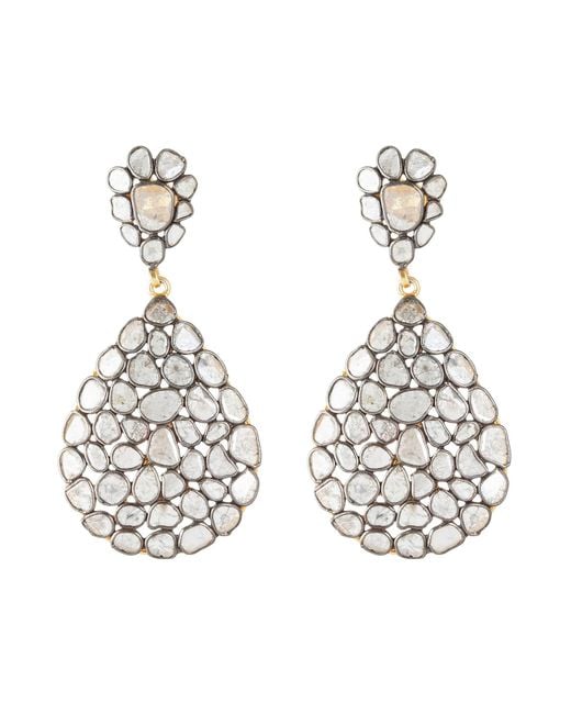 Opium Jewels Metallic Diamond Rose Cut Jali Stud Earrings