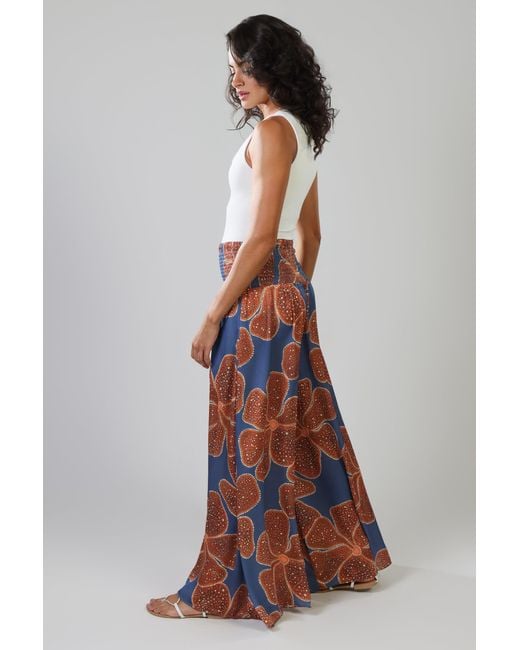 Traffic People Orange Full Bloom And Floral Aurora Wide Leg Trousers