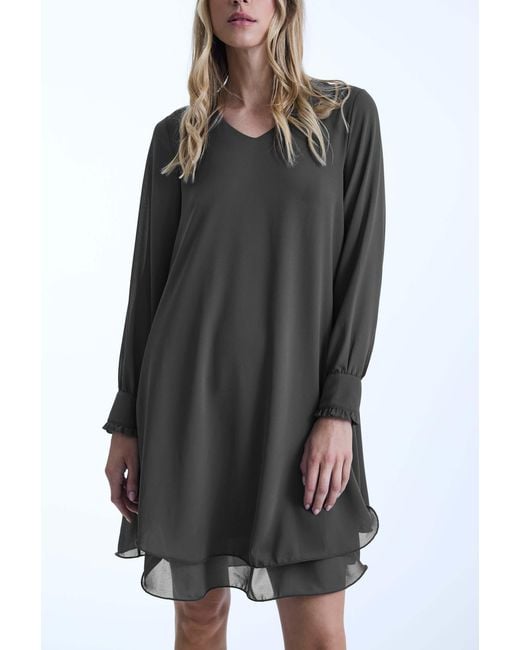 James Lakeland Gray Long Sleeve Charcoal Wave Hem Dress