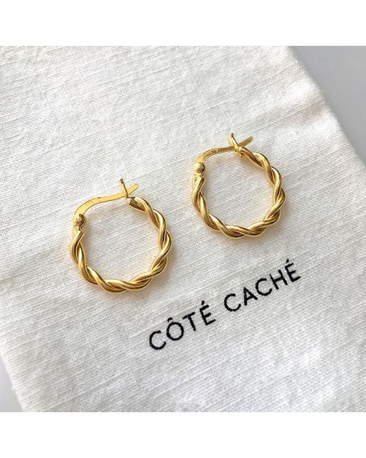 Cote Cache Metallic Small Braided Hoop Earrings