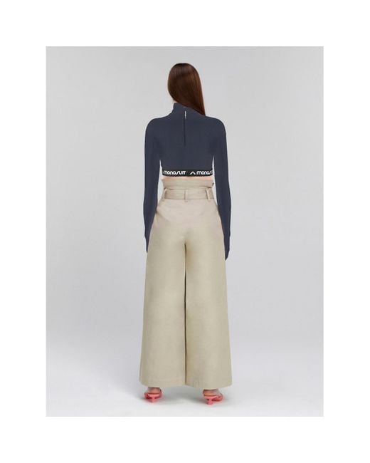 Monosuit Blue Long Sleeve Turtleneck Crop Top