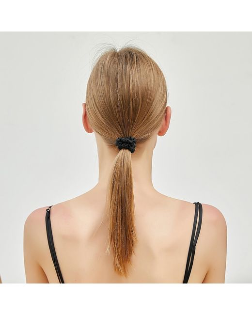 Soft Strokes Silk Black Pure Mulberry Silk Skinny Scrunchie Set Of Five