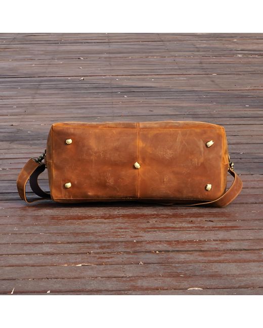 Touri Brown Genuine Leather Luggage Travel Bag for men