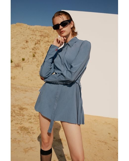 Pcfg Blue Free Heaven Pleated Dress