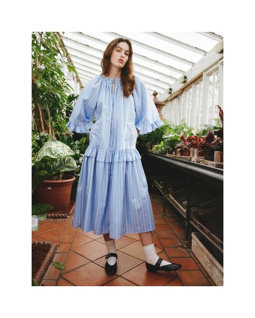 Lisa The Label Blue Le Jardin Blossom Puff Dress