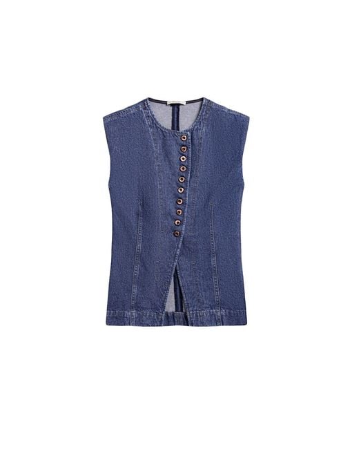 Nocturne Blue Button-Front Denim Vest