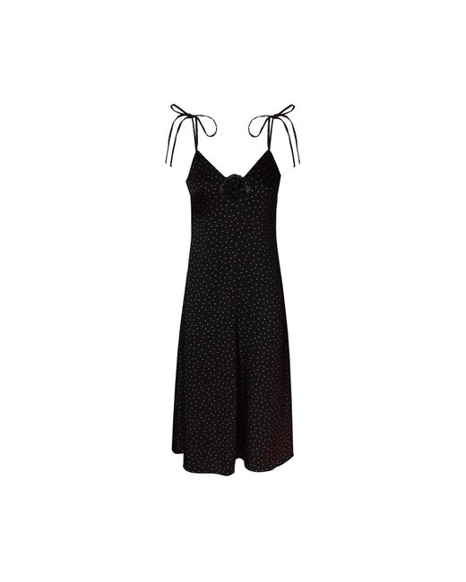 2KStyle Black Gardenia Satin Effect Polka-Dot Brooch
