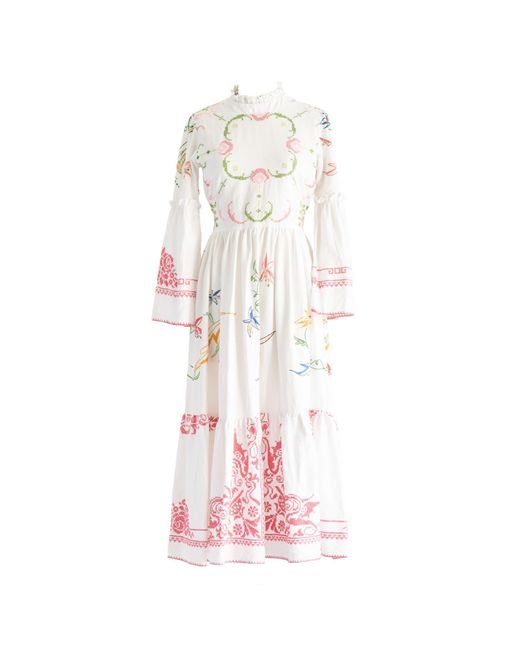 Sugar Cream Vintage Pink Re-design Upcycled Floral Harmony Maxi Dress
