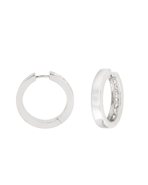 Artisan Metallic 18K Channel Set Diamond Hoop Earrings