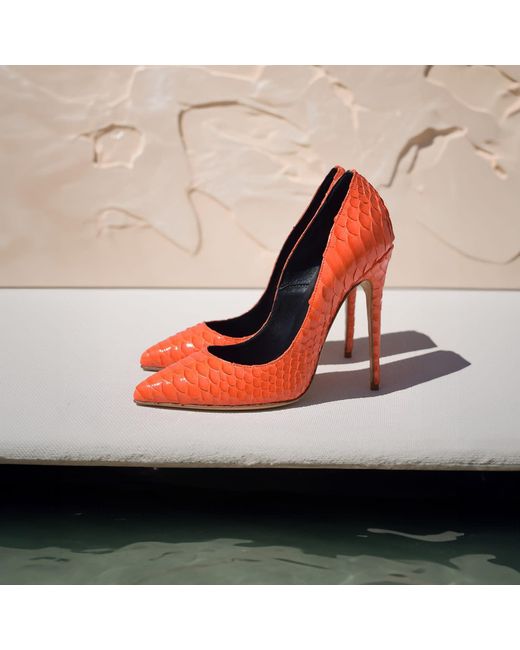 Aethra Shoes Orange Aster Pointed Toe High Heel Stiletto Pumps